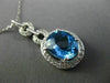 ESTATE 3.10CT DIAMOND & AAA BLUE TOPAZ 14K WHITE GOLD OVAL HALO FLOATING PENDANT