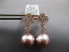 .77CT DIAMOND & AAA PINK SOUTH SEA PEARL 18KT ROSE GOLD FLOWER HANGING EARRINGS
