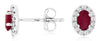 .62CT DIAMOND & AAA RUBY 14KT WHITE GOLD 3D OVAL & ROUND FLOWER STUD EARRINGS