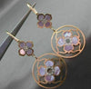 ESTATE LARGE .17CT DIAMOND & PINK MOTHER OF PEARL 14K ROSE GOLD HANGING EARRINGS