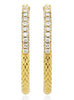 ESTATE .46CT DIAMOND 18K YELLOW GOLD 3D ROUND HAMMERED HOOP FUN HANGING EARRINGS