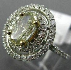 ESTATE 2.12CT WHITE & FANCY YELLOW DIAMOND 14KT 2 TONE GOLD OVAL ENGAGEMENT RING