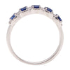 ESTATE WIDE 1CT DIAMOND & AAA SAPPHIRE 18KT WHITE GOLD 5 STONE ANNIVERSARY RING
