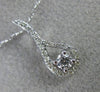 ESTATE .18CT DIAMOND 14KT WHITE GOLD 3D SOLITAIRE TEAR DROP CLASSIC LOVE PENDANT
