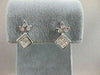 ESTATE 1.02CTW PRINCESS DIAMOND 14K WHITE GOLD HANGING EARRINGS F/G VVS/VS #3553