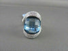 ESTATE WIDE 27MM 18KT WHITE 6.05CT AAA BLUE TOPAZ, DIAMONDS GOLD RING