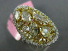 ESTATE LARGE 4.13CT WHITE & FANCY YELLOW DIAMOND 18KT GOLD 3D OVAL CLUSTER RING