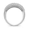 ESTATE LARGE 1.95CT DIAMOND 18KT WHITE GOLD 7 ROW WEDDING ANNIVERSARY LOVE RING
