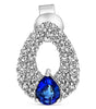 1.50CT DIAMOND & AAA SAPPHIRE 14KT WHITE GOLD 3D OPEN TEAR DROP HANGING EARRINGS