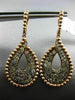 LARGE 2.24CT MULTI COLOR DIAMOND 18K ROSE GOLD BEADED TEAR DROP HANGING EARRINGS