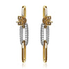 1.40CT DIAMOND 18K 2 TONE GOLD OPEN OVAL 3 LINK CRISS CROSS FUN HANGING EARRINGS