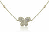 ESTATE .15CT DIAMOND 18KT YELLOW GOLD BUTTERFLY BY THE YARD HEART LOVE NECKLACE