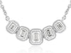 .78CT DIAMOND 14KT WHITE GOLD EMERALD CUT 5 STONE BEZEL GRADUATING LOVE NECKLACE