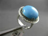 ESTATE LARGE .36CTW BLACK & WHITE DIAMOND & AAA TURQUOISE 14KT WHITE GOLD RING