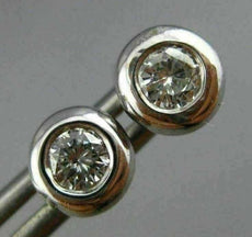 ESTATE .54CT DIAMOND 14K WHITE GOLD CLASSIC BEZEL SOLITAIRE STUD EARRINGS #25788
