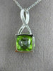 ESTATE 3.62CT DIAMOND & PERIDOT 14KT WHITE GOLD SQUARE INFINITY FLOATING PENDANT