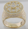 LARGE 2.37CT DIAMOND 14KT YELLOW GOLD 3D BEZEL FLOWER CIRCULAR UNISEX FUN RING