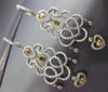 ESTATE LARGE 3.66CT DIAMOND 18KT TWO TONE GOLD CHANDELIER HEART HANGING EARRINGS