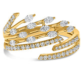 LARGE .60CT DIAMOND 14K YELLOW GOLD MARQUISE & ROUND MULTI ROW CRISS CROSS RING