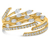 LARGE .60CT DIAMOND 14K YELLOW GOLD MARQUISE & ROUND MULTI ROW CRISS CROSS RING