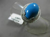 ESTATE 10.46CT DIAMOND & AAA TURQUOISE 14KT WHITE GOLD PAVE HALO OVAL RING 20563
