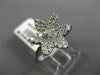 ESTATE .74CT ROUND DIAMOND 18K WHITE GOLD 3D FLOWER STAR OF DAVID PAVE LOVE RING