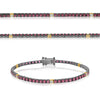 3.57CT DIAMOND & AAA RUBY 14K 2 TONE GOLD ROUND CLASSIC ETERNITY TENNIS BRACELET