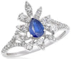.79CT DIAMOND & AAA SAPPHIRE 18KT WHITE GOLD FLOWER PEAR SHAPE ENGAGEMENT RING
