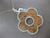 ESTATE LARGE 1.95CT DIAMOND 14KT WHITE & ROSE GOLD 5 LEAF CLOVER PENDANT & CHAIN