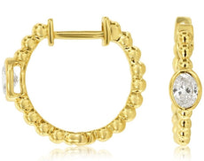 .30CT DIAMOND 14KT YELLOW GOLD OVAL SOLITAIRE BEZEL HUGGIE HOOP HANGING EARRINGS