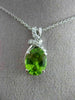ESTATE 2.79CT DIAMOND & AAA PERIDOT 14KT WHITE GOLD 3D BOW OVAL FLOATING PENDANT