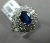 ESTATE WIDE 2.15CT DIAMOND & SAPPHIRE 18K WHITE GOLD DOUBLE HALO ENGAGEMENT RING