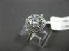 ESTATE .99CT DIAMOND 18K WHITE GOLD HALO 3D SOLITAIRE ENGAGEMENT RING AMAZING!