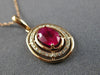 ESTATE .69CT DIAMOND & AAA RUBY 14KT ROSE GOLD 3D CLASSIC OVAL FLOATING PENDANT