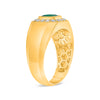 LARGE 2.24CT DIAMOND & AAA EMERALD 18KT YELLOW GOLD EMERALD CUT BEZEL MEN'S RING