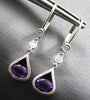 1.06CT DIAMOND & AAA AMETHYST 14KT WHITE GOLD 3D OVAL & ROUND LEVERBACK EARRINGS