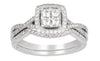 ESTATE .50CT DIAMOND 14KT WHITE GOLD 3D ROUND CLUSTER SQUARE INFINITY LOVE RING