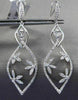 ESTATE LARGE .96CT DIAMOND 18KT WHITE GOLD FLORAL FILIGREE OPEN LEAF EARRINGS
