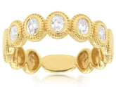 .45CT DIAMOND 14KT YELLOW GOLD 3D OVAL BEZEL FILIGREE WEDDING ANNIVERSARY RING