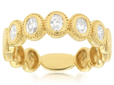 .45CT DIAMOND 14KT YELLOW GOLD 3D OVAL BEZEL FILIGREE WEDDING ANNIVERSARY RING