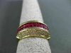 ESTATE WIDE 2.90CT DIAMOND & AAA SQUARE CUT RUBY 14KT YELLOW GOLD RING #23007