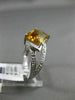 ESTATE 2.87CT DIAMOND & CITRINE 14KT WHITE GOLD 3D RECTANGULAR DIAGONAL FUN RING
