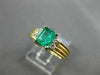ESTATE .91CT DIAMOND & EMERALD 14KT YELLOW GOLD RECTANGLE ENGAGEMENT RING #19177