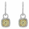 ESTATE 1.17CT WHITE & FANCY YELLOW DIAMOND 14KT WHITE GOLD 3D SOLITAIRE EARRINGS