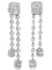 LARGE 2.27CT DIAMOND 18KT WHITE GOLD 3D ROUND & BAGUETTE SQUARE HANGING EARRINGS