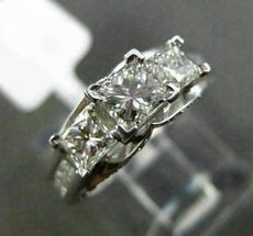 ESTATE 1.50CT DIAMOND 14K WHITE GOLD 3 STONE PAST PRESENT FUTURE ENGAGEMENT RING