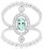 ESTATE .86CT DIAMOND & AAA AQUAMARINE 14K WHITE GOLD 3D ROUND & OVAL FLOWER RING