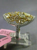 ESTATE LARGE 4.13CT WHITE & FANCY YELLOW DIAMOND 18KT GOLD 3D OVAL CLUSTER RING