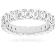 4.75CT DIAMOND 14K WHITE GOLD EMERALD CUT SHARED PRONG ETERNITY ANNIVERSARY RING