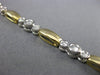 ESTATE 1.10CT DIAMOND 14K TWO TONE GOLD THREE STONE BEZEL TENNIS BRACELET #15639